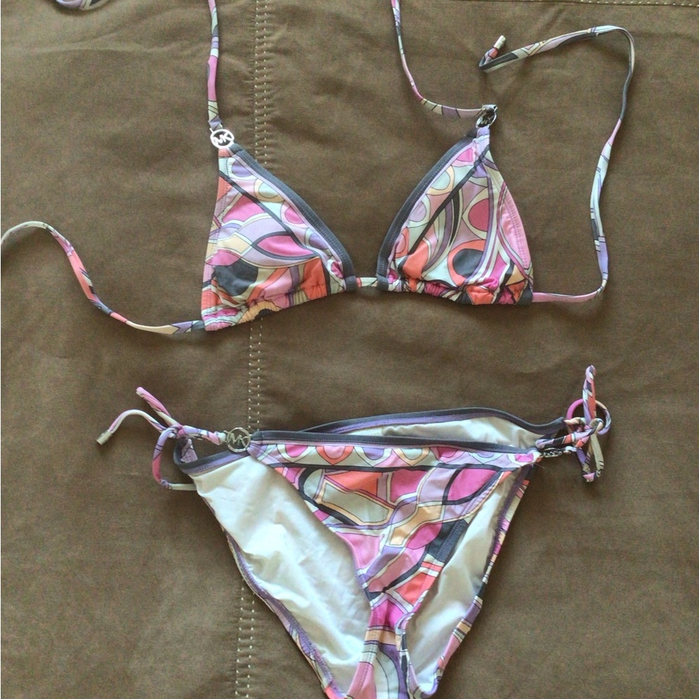 Michael Kors Vibrant Pink and Gray Bikini